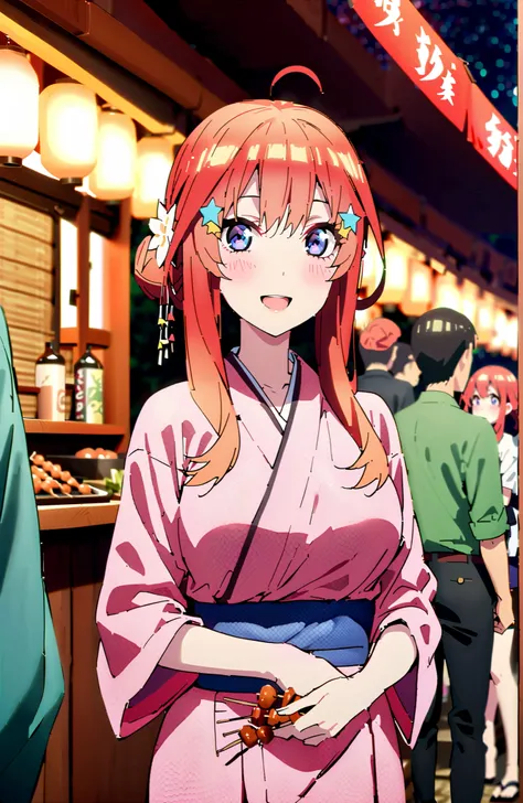 score_9, score_8_up, score_7_up, source_anime,Nakano Mizuki ,side lock, single bun hair,Nape,blue eyes, hair ornament, red hair, glass, star (symbol), semi-rimless eyewear, underrim eyewear, star hair ornament, Big Breasts,flower hair ornament with ears,Fl...