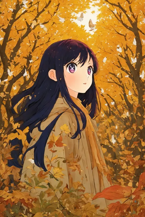 picture book style,detailed,  star-shaped_pupils
symbol-shaped_pupils
ai hoshino in autum forest setting 