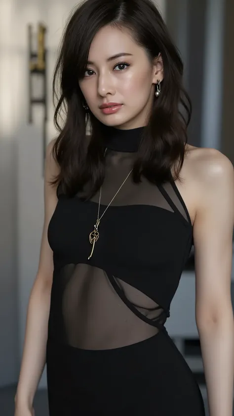 (8k,  RAW Photos,  best quality, masterpiece:1.2),(Realistic, photo-Realistic:1.37), huge Breasts, super detailed,  bust up,  standing ,  beautiful hair, black tight turtleneck ,  black tights ,  Cinematic Lighting,
