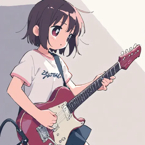 1 girl,pose dinamic,play guitar,Street Corner