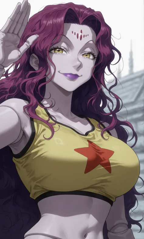 (yoneyama mai:0.8)，(watercolor art)，realistic,(anime lines:0.7),
materpiece,amazing quality, high quality,best quality, very awa,  highres, absurdres,uncensored,very aesthetic,BREAK,

Zazan (Hunter X Hunter), mrfuga, FuggaMr, 1girl,solo,mm,long hair,purple...