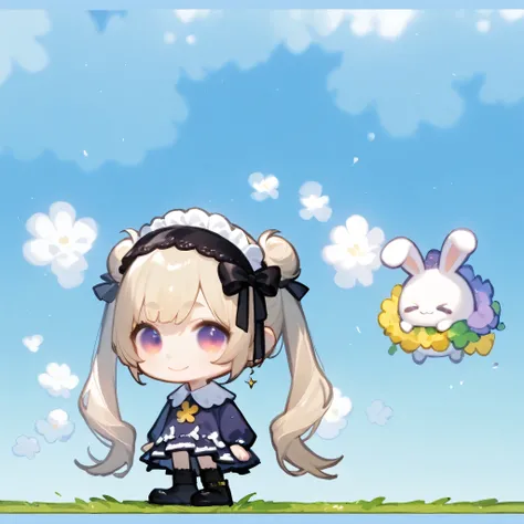 1 girl, smile、eyes are twinkling、 headdress with lace 