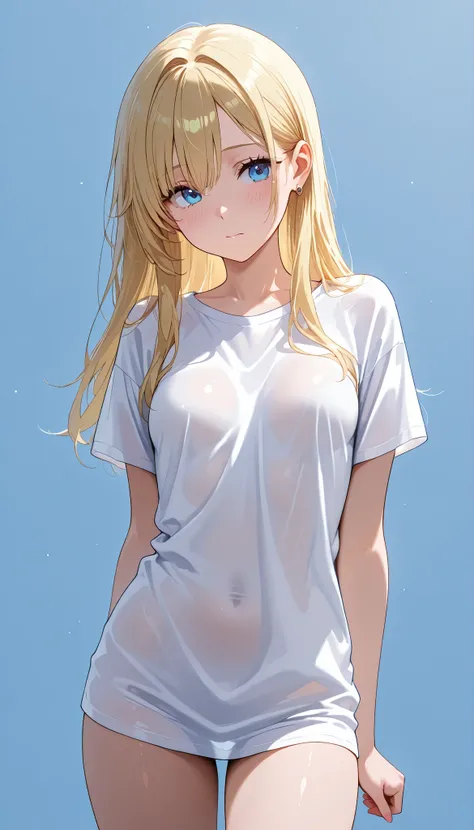 high resolution images, masterpiece, Highest Quality, great quality, solo, 1 girl,Lily,small breasts,embarrassing、in the middle of changing clothes、ＴRoll up your shirt、The inner is visible
