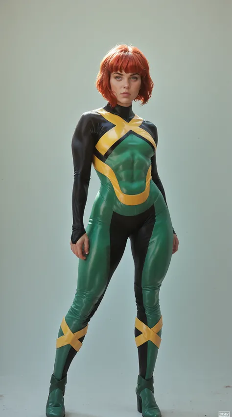 score_9, score_8_up, score_7_up, score_6_up, masterpiece, best quality, zPDXL3, zPDXLxxx,  solo,   jeangreymarvelnow, short hair, red hair, bodysuit, green eyes, green bodysuit, large butt, butt exposed, flat abs, big plumpy butt
