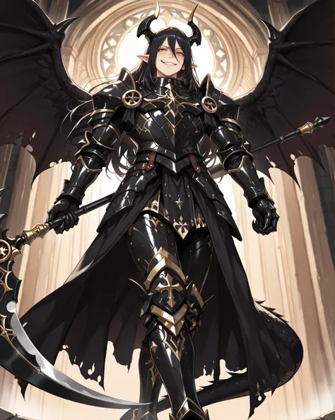 (masterpiece, best quality: 1. 5), highres, 8K, CG, (((Anime))), (1 male), lean body, (strong body), ((masculine)), (floating in the air), weredragon, japanese anime style, glossy black, shiny black leather, ((beautiful golden eyes, finely detailed eyes, b...