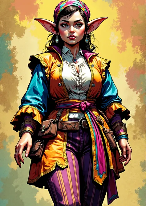 An extremely detailed comic book illustration of a stunningly beautiful extremely curvaceous Gnome from Dungeons and Dragons petite magical folk with big eyes and pointed ears created by gods of invention and illusion seldom seen by other folk due to the g...