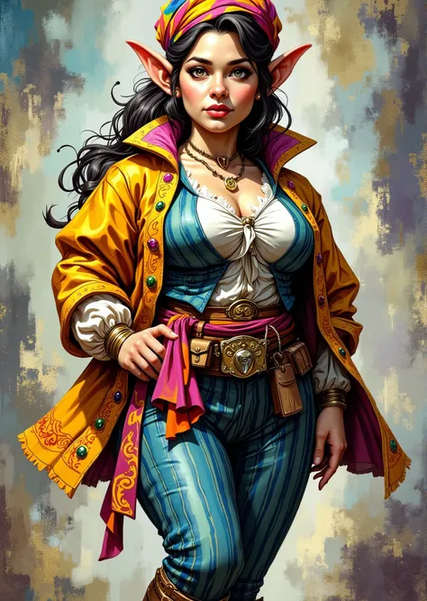 An extremely detailed comic book illustration of a stunningly beautiful extremely curvaceous Gnome from Dungeons and Dragons petite magical folk with big eyes and pointed ears created by gods of invention and illusion seldom seen by other folk due to the g...