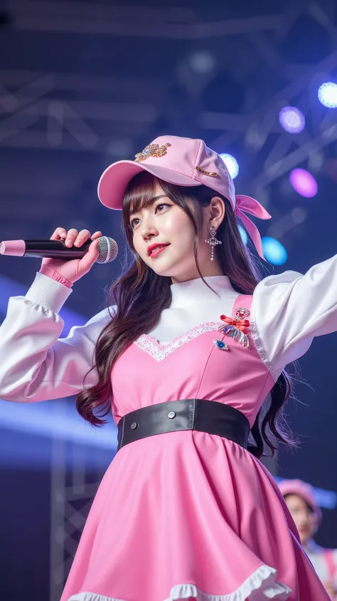 重力が逆転した music祭で、at a music festival where gravity is reversed。Her hair and costume are、flickering freely as if she had intentions。

8K photoreal,1idol,suzukiAiri,hair between eyes, hair ornament, hair ribbon, long hair, one side up, (purple eyes:1.1), purp...