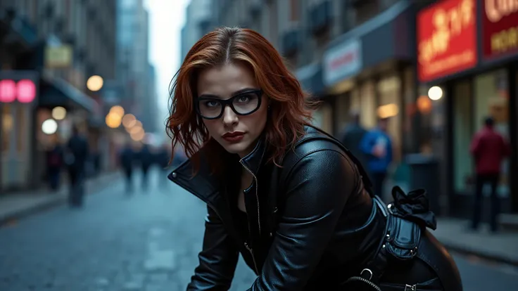 Create a realistic and epic image of a fusion between Black Widow and Catwoman. The character should have:
Face: Combine Black Widow's intense and cunning expression with Catwoman's enigmatic and seductive demeanor, (((creating a face that exudes confiden...