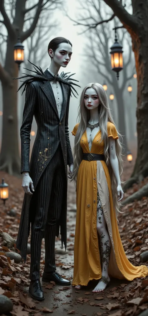 reality and reality-oriented Jack and Sally 、texture 、 creates a retro vibe , Jack's Short Regent didn't lose his black hair、 Sally's spinning silver hair 、Jack's Brown Eyes 、women have green eyes 、 beautiful, Intact Skin 、 The background r...