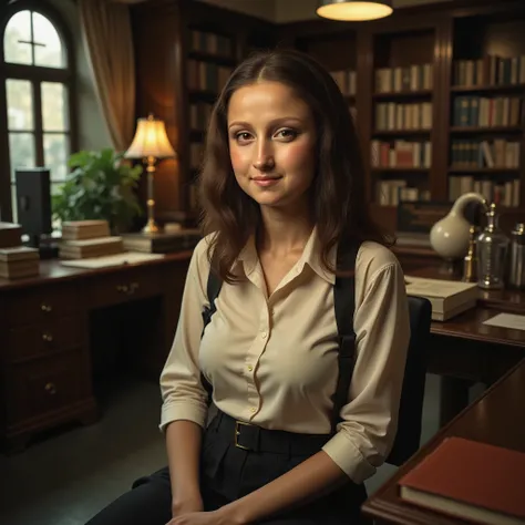 (score_9, score_8_up:1.1), score_7_ up, highly detailed, realistic, photorealistic, zPDXL, (1 girl,) slender, petite , Monalisa Become Researcher