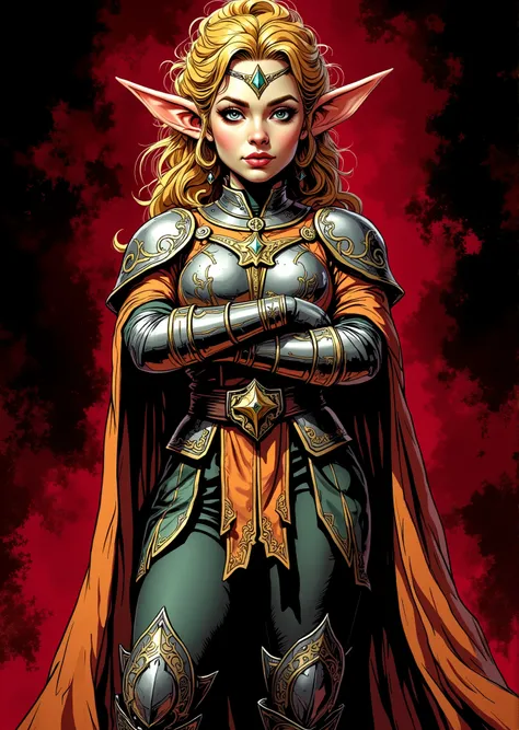 An extremely detailed comic book illustration of a stunningly beautiful extremely curvaceous Gnome from Dungeons and Dragons petite magical folk with big eyes and pointed ears created by gods of invention and illusion seldom seen by other folk due to the g...
