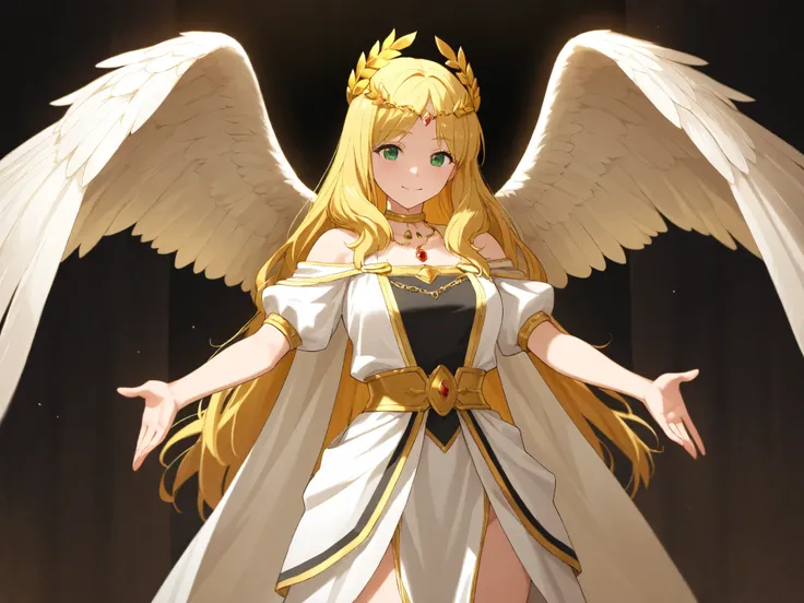 Female Angels, Wings that spread wide, laurel tiara, Paintings that have been meticulously depicted down to the smallest detail,
