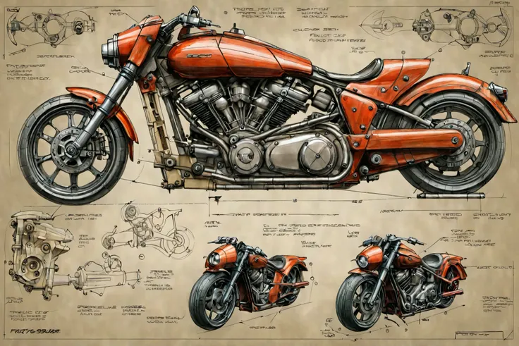 MOTORCYCLE, footscribe, ftsc, Technical sketch
