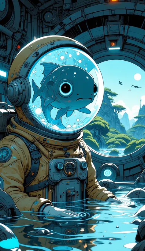 The researcher in the aquarium