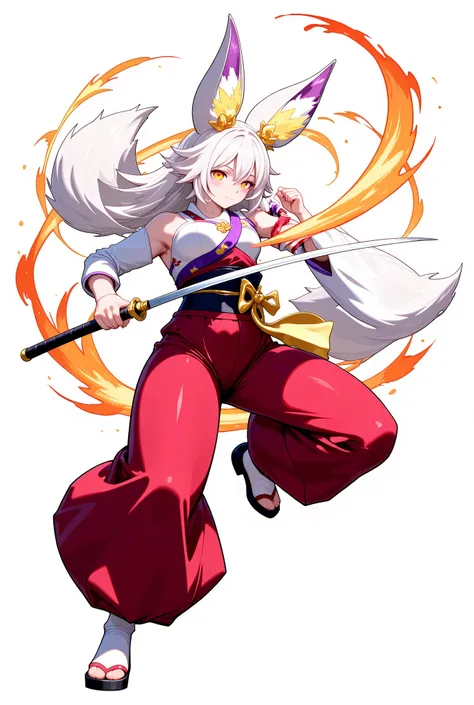 # Fox Shrine Dot Picture Attack Motion Rough Plan(512x512px, 3 frame )
# frame 1 : storage pose
# - wooden swordを両手で構え、position where you drop your back and get fired up
# - face slightly downward、sleeves are swaying softly
# Frame 2: slash motion
# - T...