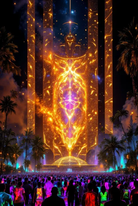Inspired by Galactic Forge / Tropical Cyber / Firefly Laser / Sweat Crystallization / Doomsday Rose Fireworks
。 The scorching sun melts the gold stage, the giant geometric LED screen shatters into spots of light with the beat of electric music, and the fir...