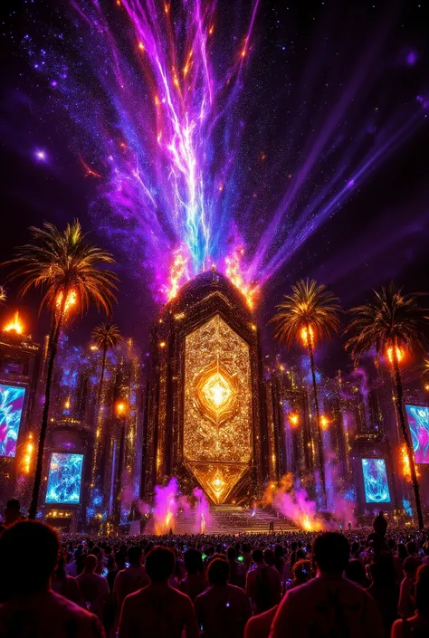 Inspired by Galactic Forge / Tropical Cyber / Firefly Laser / Sweat Crystallization / Doomsday Rose Fireworks
。 The scorching sun melts the gold stage, the giant geometric LED screen shatters into spots of light with the beat of electric music, and the fir...