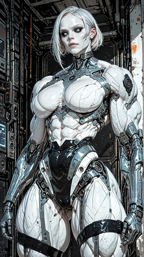 (Asian:1.5), Photo, Photo realistic, (hyper muscular albino Dominatrix futa showing her muscular bodybuilder physique:1.25), ((Albinism skin)), platinum blonde hair, white skin, pale skin sissy femboy, 18 years old , (beautiful girl face:1.5), (cameltoe:1....