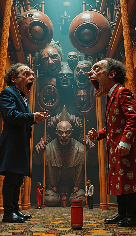 Surrealist Psicopop. Intriguing people in the Circus of Horrors. Clockwork Orange film. cinematic. 8K.