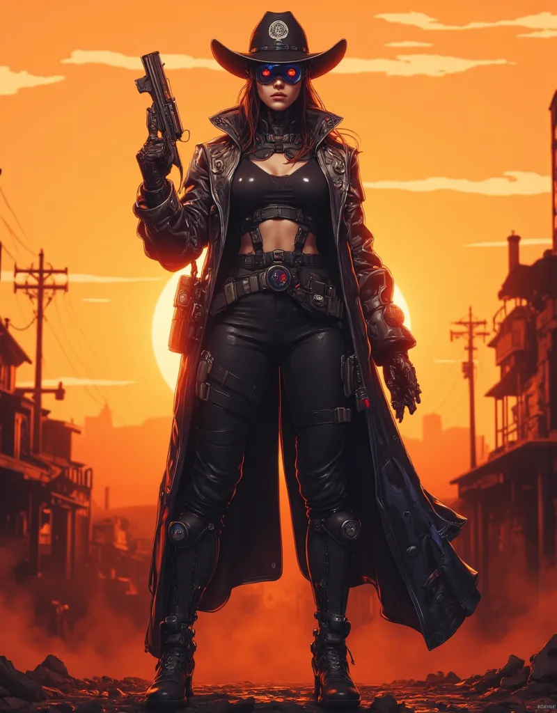 🔫 Cyber ​​Gun Woman in the Sunset