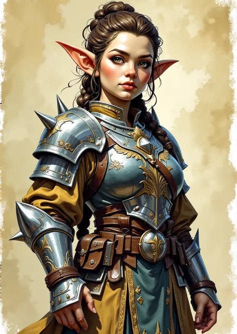 An extremely detailed comic book illustration of a stunningly beautiful extremely curvaceous Gnome from Dungeons and Dragons petite magical folk with big eyes and pointed ears created by gods of invention and illusion seldom seen by other folk due to the g...