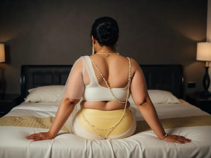 bbw tits bed hot indian bbw aunty in white saree - SeaArt Al - Free Al Art Generator