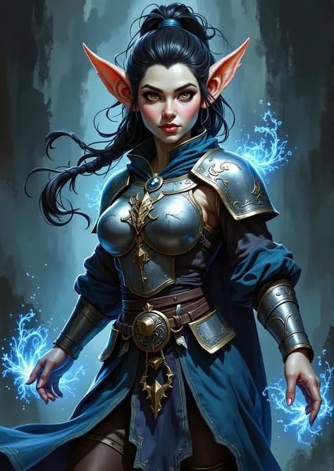An extremely detailed comic book illustration of a stunningly beautiful extremely curvaceous Gnome from Dungeons and Dragons petite magical folk with big eyes and pointed ears created by gods of invention and illusion seldom seen by other folk due to the g...