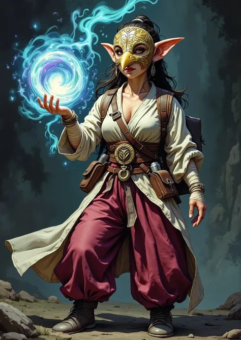 An extremely detailed comic book illustration of a stunningly beautiful extremely curvaceous Gnome from Dungeons and Dragons petite magical folk with big eyes and pointed ears created by gods of invention and illusion seldom seen by other folk due to the g...