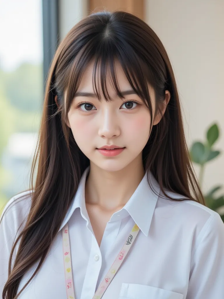  日文 可愛 idol, Japanese 可愛 woman, 可愛, 一位美麗的年輕女子 , 1girl, 獨自的, 黑髮, 長髮, 看ing at view