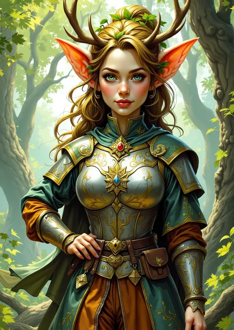 An extremely detailed comic book illustration of a stunningly beautiful extremely curvaceous Gnome from Dungeons and Dragons petite magical folk with big eyes and pointed ears created by gods of invention and illusion seldom seen by other folk due to the g...