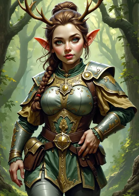 An extremely detailed comic book illustration of a stunningly beautiful extremely curvaceous Gnome from Dungeons and Dragons petite magical folk with big eyes and pointed ears created by gods of invention and illusion seldom seen by other folk due to the g...