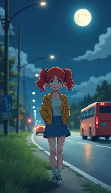 ((RAW Photo), Absurdres, (Absurd Resolution)), (((draw this photo: an anime girl, in the real world, both realities in one photo))), (blue eyes with luminous green), (beautiful girl, 21 years old, haiz_ai, cknc style, full body), (young red-haired girl, wi...