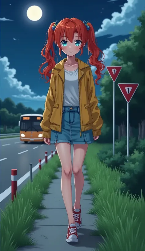 ((RAW Photo), Absurdres, (Absurd Resolution)), (((draw this photo: an anime girl, in the real world, both realities in one photo))), (blue eyes with luminous green), (beautiful girl, 21 years old, haiz_ai, cknc style, full body), (young red-haired girl, wi...