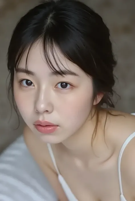 (( Best Quality , 8K)), ((masterpiece)), ( details), Japanese, first person view ,1 girl, sexy,( in the bedroom),((( abnormally large breasts , completely naked, beautiful breasts, short bob hair))), black hair , (( without makeup...