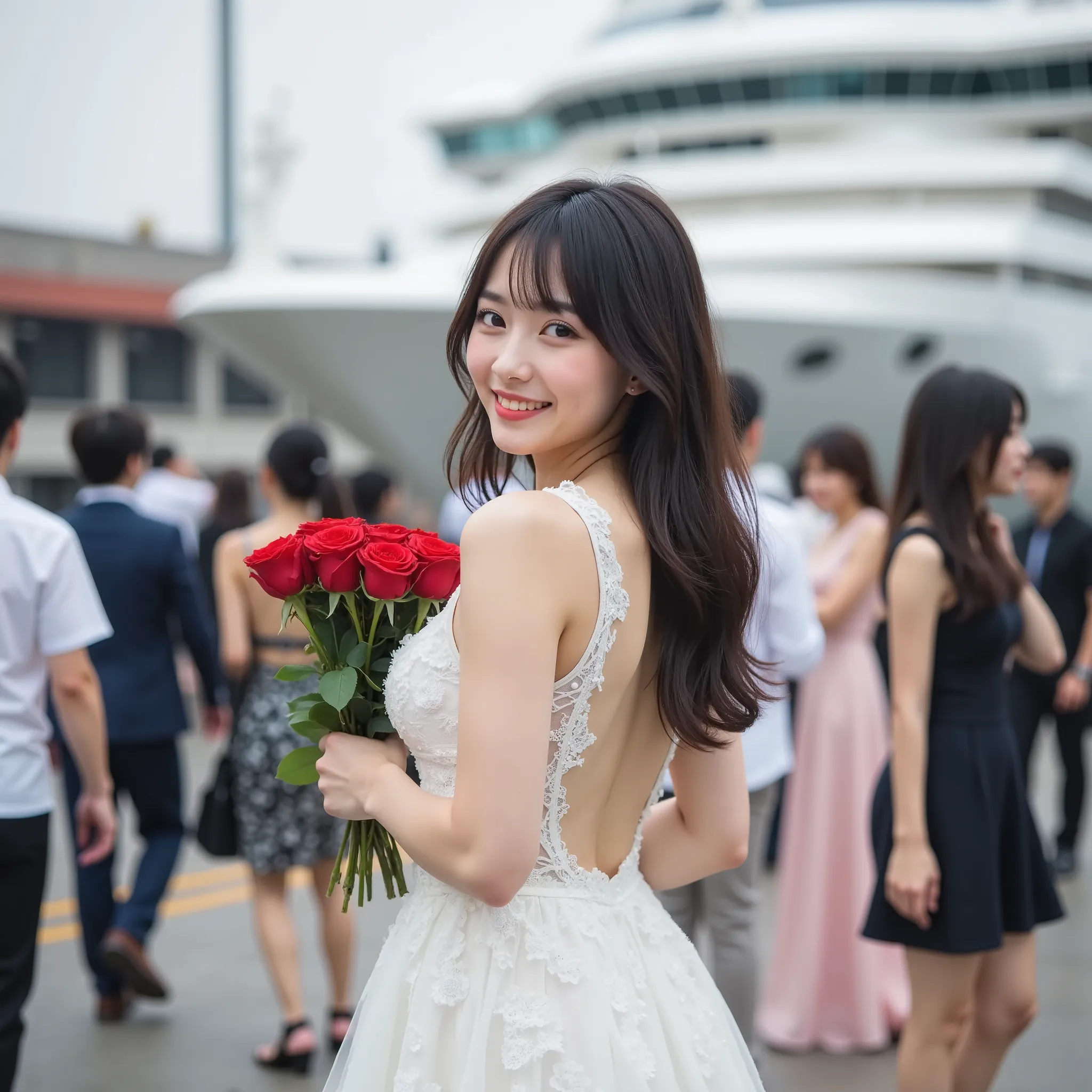 『1 Japanese girl:1.3』『Real Photo:1.3』Highest Quality:1.2、((big breasts))、I can see my cleavage slightly、((young 20 year old woman ))、『smiling:1.9』、(((anatomically correct、Perfect Anatomy、anatomically correct指)))、slender body,realistic, Highest Quality, ult...