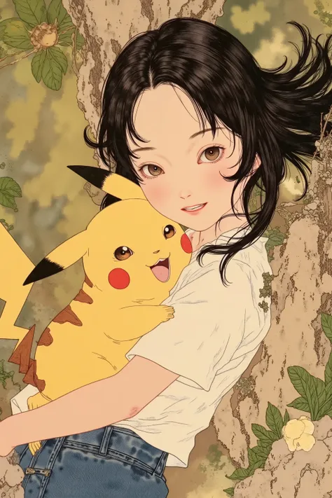 girl holding pikachu from pokemon,cute,