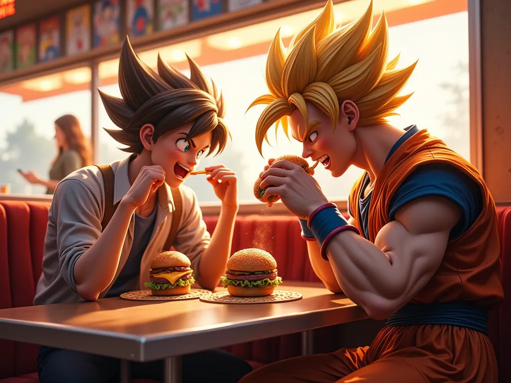 ¡Devorando hamburguesas!