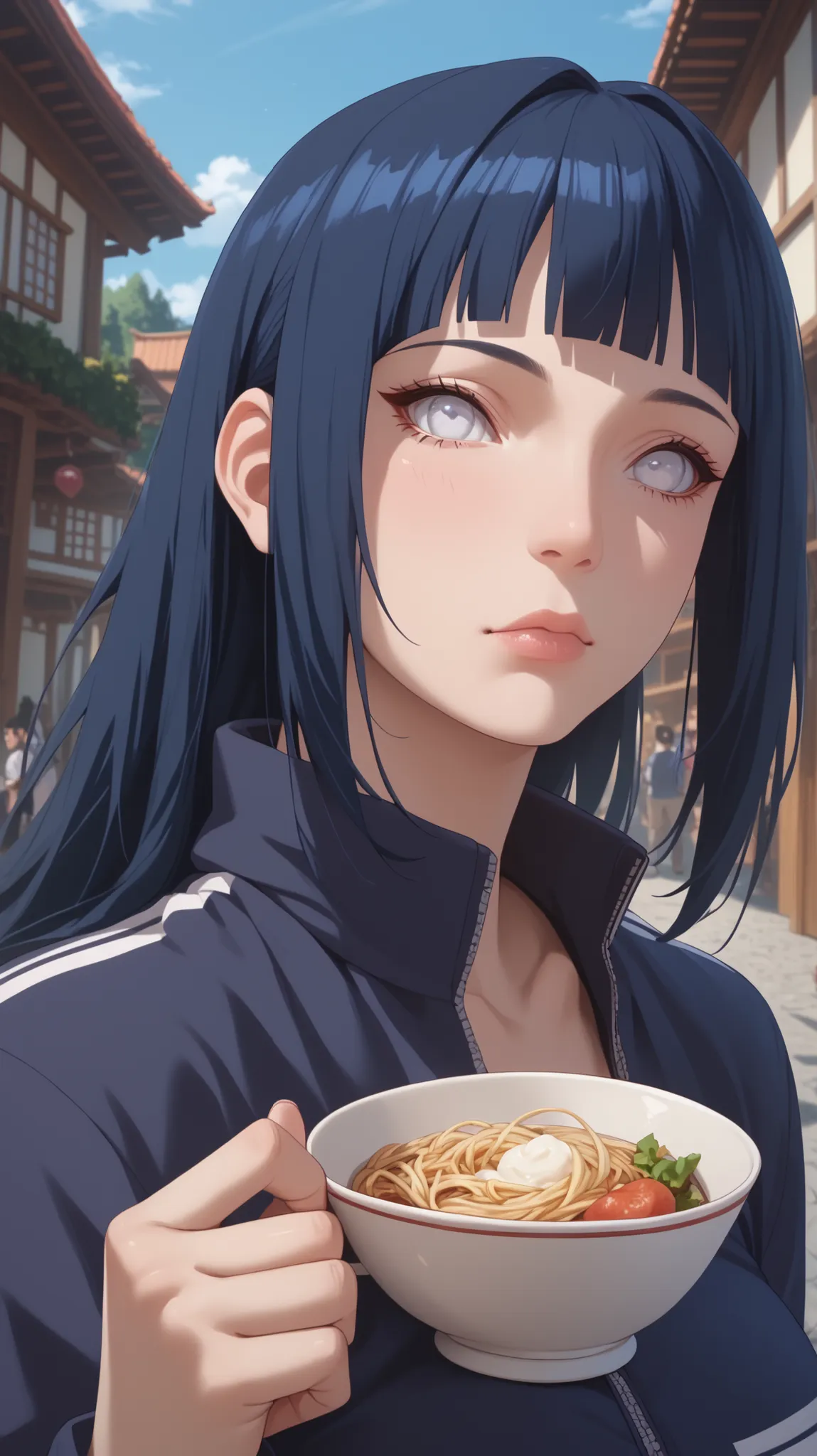 Hyūga _Hinata/Boruto, Dark Blue Hair,White Eyes,Score_8_up, Score_7_up, Score_6_up, Score_5_up, Score_4_up, Tag1, Tag2, Quality_masterpiece, Absurd res, Anatomically correct, Beautiful face, Perfect face, Highly detailed beautiful face and eyes, Attractive...