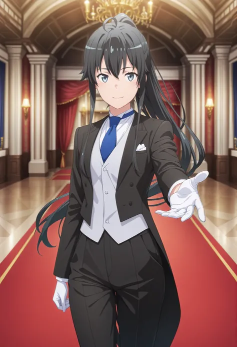 (masterpiece, best quality, official style),ultra detailed,(newest),8k,texture,very aesthetic,(sharp focus),smooth,(unreal engine),realistic skin,anime face,cute round face,detailed eyes, BREAK smile,,,,in front,,,1girl, solo, standing yukinoshita yukino, ...