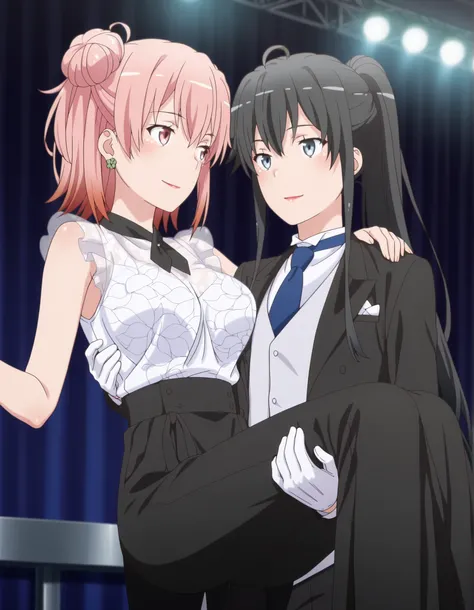 [princess carry:1.8](masterpiece, best quality, official style),ultra detailed,(newest),8k,texture,very aesthetic,(sharp focus),smooth,(unreal engine),realistic skin,anime face,cute round face,detailed eyes, BREAK smile,,,,in front,,,1girl, , standing yuki...