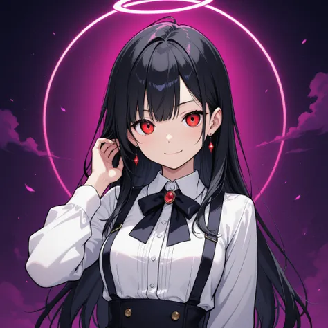 black hair、long hair、girl、Niarattep、face、Dominant、sadistic、Evil God、