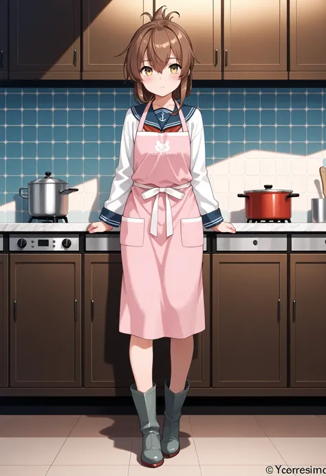 最High Quality，masterpiece，high resolution, Extra Numbers ,  Fewer digits , masterpiece,best quality, Super Detail, 最High Quality,High Quality, score_9, score_8, score_7, source_anime, Lightning (KanColle), folding ponytail, full body，1 girl, solo, watching...