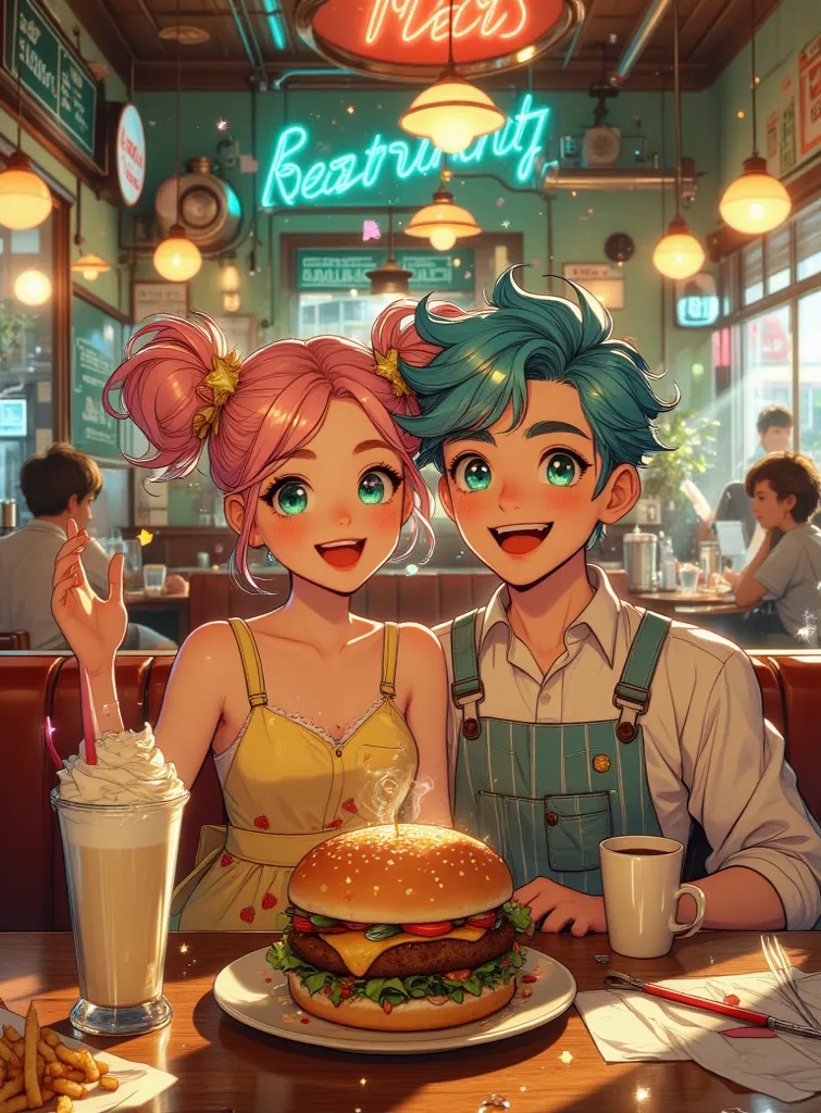At the restaurant eating hamburger