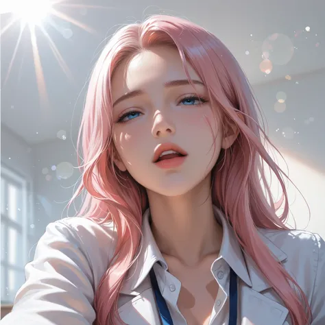 
8k, masterpiece, Highest Quality, close-up, (1 girl on break day, solo, long hair, bungs, gradation of white and pink hair, blue eyes, eyes half closed , parted lips, orgasm face, middle , wide hips, thighs are thick), (white background, dynamic angle, bokeh background, rating_explicit, Anatomically Perfect Hands, five fingers, beautiful face above the castle gate), (Soft Lighting, studio shot, simple background, white background), (masterpiece, Highest Quality, RAW photos , photorealistic, employment, intricate details, reflections, PHOTOGRAPHY WITH CANON EOS R5, 50MM lens, debt/2.8, high resolution, 8k resolution, ray tracing), (sensual female researcher, clavicle, Chest, white dress shirt, white short skirt, Looking through a microscope:1.3, 前かがみ, foot, attractive, [doctor, white coat), (random angle, Random Poses),
