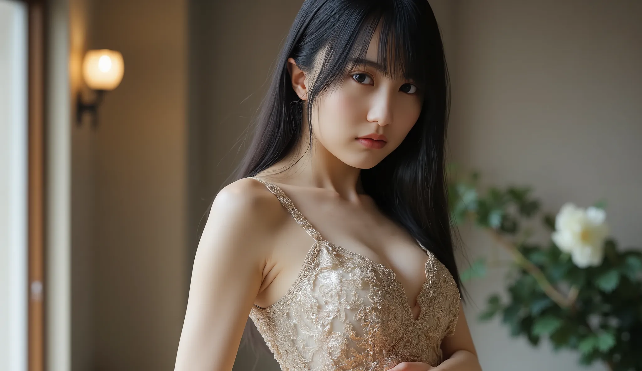 ((1 girl)), female, masterpiece, Highest Quality, Highest Quality, Cinematic Lighting, (volume lighting), Extremely Detailed CG unity 8k Wallpaper, Concentrated, 8k Wallpaper, Extremely Detailed, super real, photorealistic, sharp concentration in nude cl...