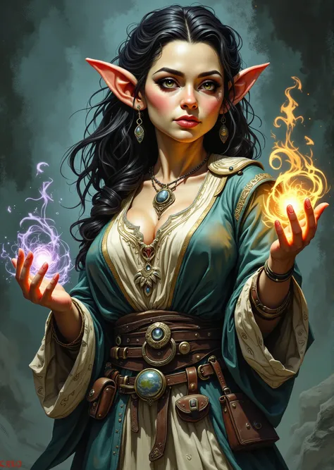 An extremely detailed comic book illustration of a stunningly beautiful extremely curvaceous Gnome from Dungeons and Dragons petite magical folk with big eyes and pointed ears created by gods of invention and illusion seldom seen by other folk due to the g...