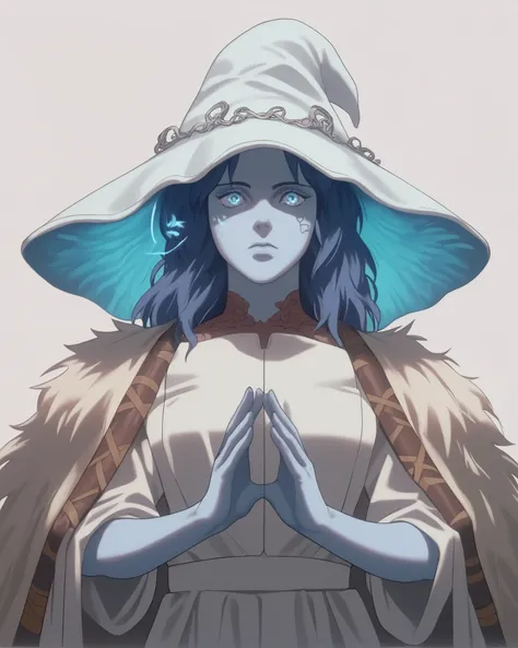 source_anime, (masterpiece), score_9, score_8_up, score_7_up, score_6_up, retrostyle,cyberpunk, ghostshell 1girl,ranni_the_witch,blue_skin,extra_arms 