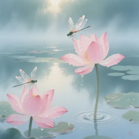 荷花蜻蜓图