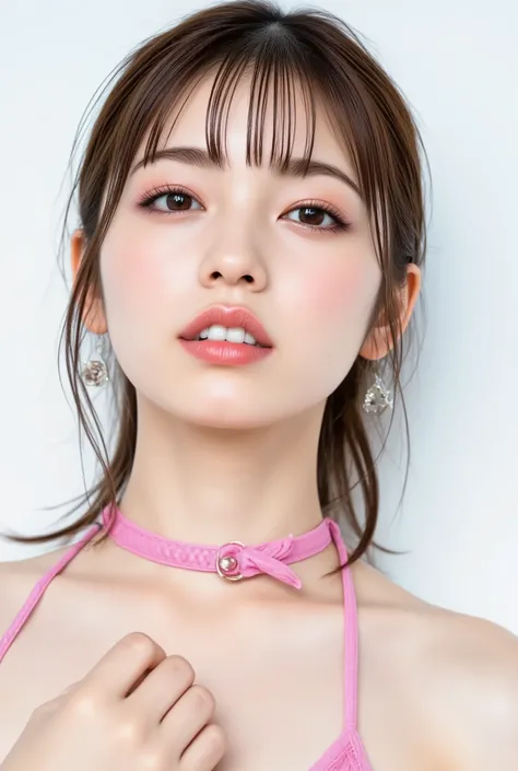 woman, cute,Big eyes, Long eyelashes, sexy, Perfect body, That's a nice chest, , (Small breasts:1.2), Delicate body, Young pink nipples, (Nearly naked:1.8), (Full nudity:1.8),(8K high resolution), (Highest quality), (RAW quality),(Three Girls:1.5), (Re...